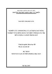 Tóm tắt Luận án Nghiên cứu ảnh hưởng của sử dụng đất nông nghiệp vùng đồng bằng ven biển tỉnh Quảng Trị đến lượng cacbon trong đất
