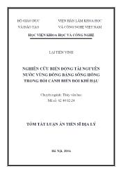 Tóm tắt Luận án Nghiên cứu biến động tài nguyên nước vùng đồng bằng sông Hồng trong bối cảnh biến đổi khí hậu