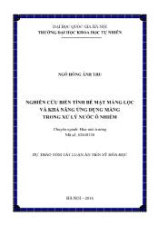 Tóm tắt Luận án Nghiên cứu biến tính bề mặt màng lọc và khả năng ứng dụng màng trong xử lý nước ô nhiễm