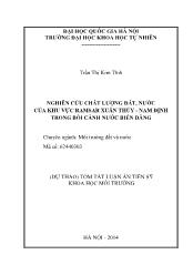 Tóm tắt Luận án Nghiên cứu chất lượng đất, nước của khu vực Ramsar Xuân Thuỷ - Nam Định trong bối cảnh nước biển dâng