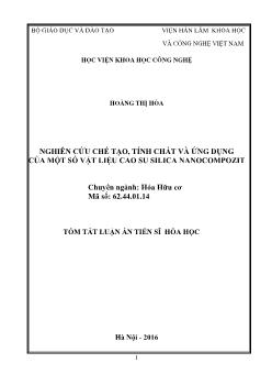 Tóm tắt Luận án Nghiên cứu chế tạo, tính chất và ứng dụng của một số vật liệu cao su silica nanocompozit