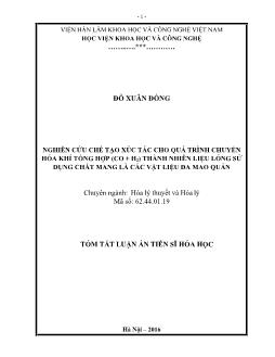 Tóm tắt Luận án Nghiên cứu chế tạo xúc tác cho quá trình chuyển hóa khí tổng hợp (CO + H2) thành nhiên liệu lỏng sử dụng chất mang là các vật liệu đa mao quản