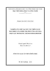 Tóm tắt Luận án Nghiên cứu chế tạo xúc tác trên cơ sở Molybden (VI) Oxide cho phản ứng oxy hóa chọn lọc Methanol thành Formaldehyde