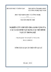 Tóm tắt Luận án Nghiên cứu chuyển pha gom cụm của các loài sinh vật bằng các mô hình vật lý thống kê