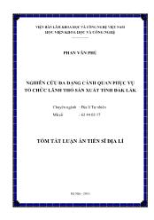 Tóm tắt Luận án Nghiên cứu đa dạng cảnh quan phục vụ tổ chức lãnh thổ sản xuất tỉnh Đắk Lắk