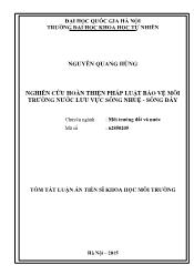 Tóm tắt Luận án Nghiên cứu hoàn thiện pháp luật bảo vệ môi trường nước lưu vực sông Nhuệ - Sông Đáy