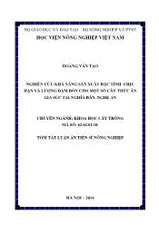 Tóm tắt Luận án Nghiên cứu khả năng sản xuất đặc tính chịu hạn và lượng đạm bón cho một số cây thức ăn gia súc tại Nghĩa Đàn, Nghệ An