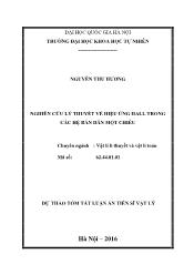 Tóm tắt Luận án Nghiên cứu lý thuyết về hiệu ứng Hall trong các hệ bán dẫn một chiều