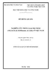 Tóm tắt Luận án Nghiên cứu phân loại họ nhài (OLEACEAE Hoffmanns. & Link) ở Việt Nam