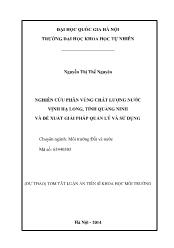 Tóm tắt Luận án Nghiên cứu phân vùng chất lượng nước vịnh Hạ Long, tỉnh Quảng Ninh và đề xuất giải pháp quản lý và sử dụng