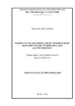 Tóm tắt Luận án Nghiên cứu sự giải phóng thuốc nifedipin được mang bởi vật liệu tổ hợp poly axit lactic/chitosan