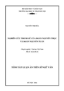 Tóm tắt Luận án Nghiên cứu thơ đi sứ của Đoàn Nguyễn Thục và Đoàn Nguyễn Tuấn