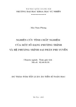 Tóm tắt Luận án Nghiên cứu tính chất nghiệm của một số dạng phương trình và hệ phương trình sai phân phi tuyến