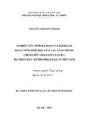 Tóm tắt Luận án Nghiên cứu tính đa dạng và đánh giá hoạt tính sinh học của các loài thuộc chi Ba Bét (Mallotus Lour.), họ Thầu Dầu (Euphorbiaceae) ở Việt Nam