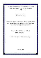 Tóm tắt Luận án Nghiên cứu tổng hợp và đặc trưng vật liệu mới cấu trúc nano ứng dụng trong quang hóa xúc tác phân hủy thuốc nhuộm