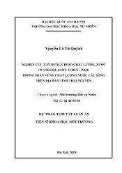 Tóm tắt Luận án Nghiên cứu xây dựng chỉ số chất lượng nước (Water quality index - WQI) trong phân vùng chất lượng nước các sông trên địa bàn tỉnh Thái Nguyên