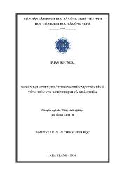 Tóm tắt Luận án Nguồn lợi sinh vật đáy trong thủy vực nửa kín ở vùng biển ven bờ Bình Định và Khánh Hòa