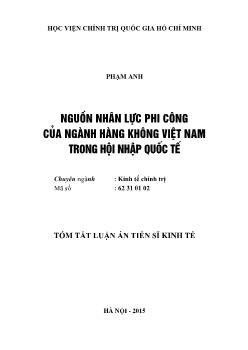 Tóm tắt Luận án Nguồn nhân lực phi công của ngành hàng không Việt Nam trong hội nhập quốc tế