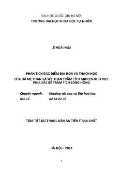 Tóm tắt Luận án Phân tích đặc điểm địa hoá và thạch học của đá mẹ than và sét than trầm tích Miocen khu vực phía bắc bể trầm tích sông Hồng