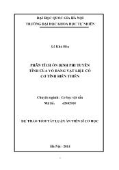 Tóm tắt Luận án Phân tích ổn định phi tuyến tĩnh của vỏ bằng vật liệu có cơ tính biến thiên