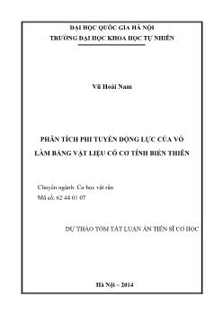 Tóm tắt Luận án Phân tích phi tuyến động lực của vỏ làm bằng vật liệu có cơ tính biến thiên