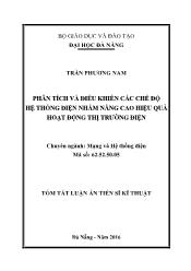 Tóm tắt Luận án Phân tích và điều khiển các chế độ hệ thống điện nhằm nâng cao hiệu quả hoạt động thị trường điện