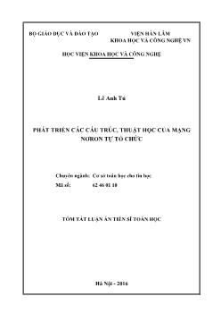 Tóm tắt Luận án Phát triển các cấu trúc, thuật học của mạng nơron tự tổ chức