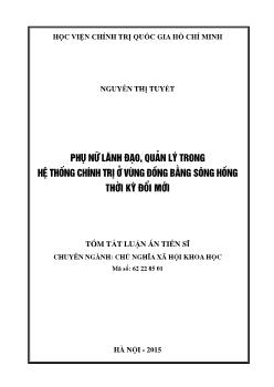 Tóm tắt Luận án Phụ nữ lãnh đạo, quản lý trong hệ thống chính trị ở vùng đồng bằng Sông Hồng thời kỳ đổi mới