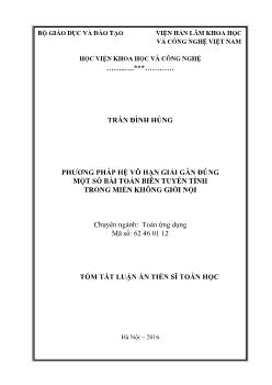 Tóm tắt Luận án Phương pháp hệ vô hạn giải gần đúng một số bài toán biên tuyến tính trong miền không giới nội