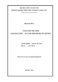 Tóm tắt Luận án Tầng lớp thủ lĩnh tại Giao Châu – An Nam thời đô hộ Tùy Đường