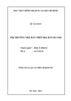 Tóm tắt Luận án Thị trường nhà đất trên địa bàn Hà Nội