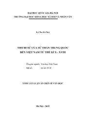 Tóm tắt Luận án Thơ đi sứ của sứ thần trung quốc đến Việt Nam từ thế kỉ X - XVIII