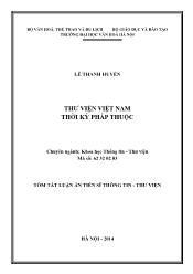 Tóm tắt Luận án Thư viện Việt Nam thời kỳ Pháp thuộc