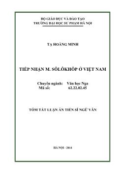 Tóm tắt Luận án Tiếp nhận M. Sôlôkhôp ở Việt Nam