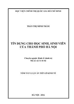 Tóm tắt Luận án Tín dụng cho học sinh, sinh viên của thành phố Hà Nội