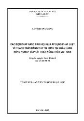 Tóm tắt Luận văn Các biện pháp nâng cao hiệu quả áp dụng pháp luật về thanh toán bằng thư tín dụng tại ngân hàng nông nghiệp và phát triển nông thôn Việt Nam