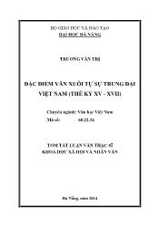 Tóm tắt Luận văn Đặc điểm văn xuôi tự sự trung đại Việt Nam (thế kỷ XV - XVII)