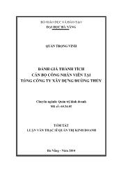 Tóm tắt Luận văn Đánh giá thành tích cán bộ công nhân viên tại Tổng Công ty xây dựng đường thủy