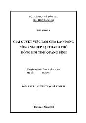 Tóm tắt Luận văn Giải quyết việc làm cho lao động nông nghiệp tại thành phố Đồng Hới tỉnh Quảng Bình