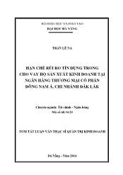 Tóm tắt Luận văn Hạn chế rủi ro tín dụng trong cho vay hộ sản xuất kinh doanh tại ngân hàng thương mại cổ phần Đông Nam á, chi nhánh Đăk Lăk