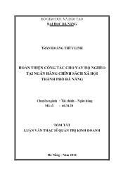 Tóm tắt Luận văn Hoàn thiện công tác cho vay hộ nghèo tại Ngân hàng chính sách xã hội thành phố Đà Nẵng