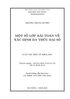 Tóm tắt Luận văn Một số lớp bài toán về xác định đa thức đại số