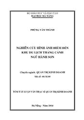 Tóm tắt Luận văn Nghiên cứu hình ảnh điểm đến khu du lịch thắng cảnh Ngũ Hành Sơn