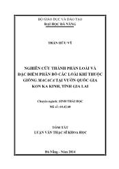 Tóm tắt Luận văn Nghiên cứu thành phần loài và đặc điểm phân bố các loài khỉ thuộc giống Macaca tại vườn quốc gia Kon Ka Kinh, tỉnh Gia Lai