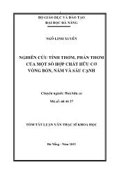 Tóm tắt Luận văn Nghiên cứu tính thơm, phản thơm của một số hợp chất hữu cơ vòng bốn, năm và sáu cạnh