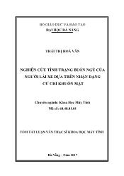 Tóm tắt Luận văn Nghiên cứu tình trạng buồn ngủ của người lái xe dựa trên nhận dạng cử chỉ khuôn mặt