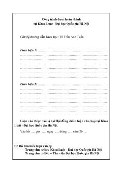 Tóm tắt Luận văn Người đại diện theo pháp luật của đương sự trong tố tụng dân sụ theo quy định của pháp luật hiện hành