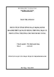 Tóm tắt Luận văn Phân tích tình hình hoạt động kinh doanh thẻ tại Ngân hàng Thương mại cổ phần Công Thương chi nhánh Đà Nẵng