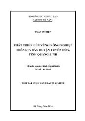 Tóm tắt Luận văn Phát triển bền vững nông nghiệp trên địa bàn huyện Tuyên Hóa, tỉnh Quảng Bình