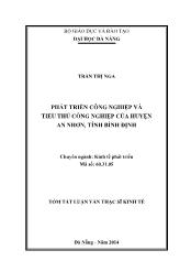 Tóm tắt Luận văn Phát triển công nghiệp và tiểu thủ công nghiệp của huyện An Nhơn, tỉnh Bình Định